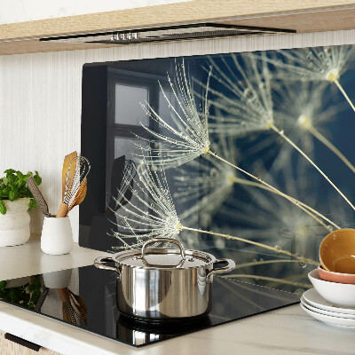 Tagliere in vetro temperato con motivo di denti di leone e gocce d'acqua