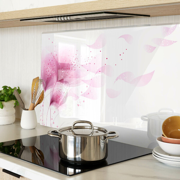 Tagliere in vetro temperato con motivo di fiori nei toni del rosa