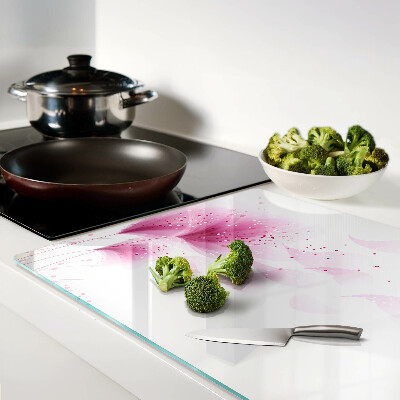 Tagliere in vetro temperato con motivo di fiori nei toni del rosa