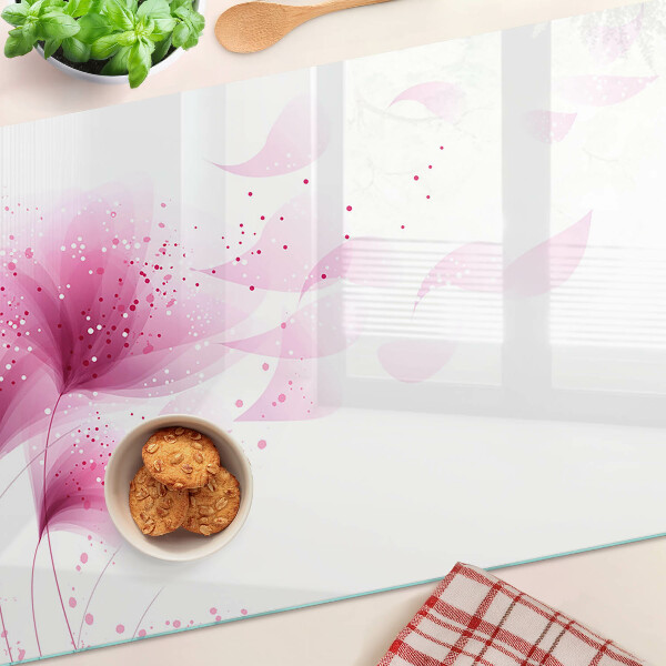 Tagliere in vetro temperato con motivo di fiori nei toni del rosa