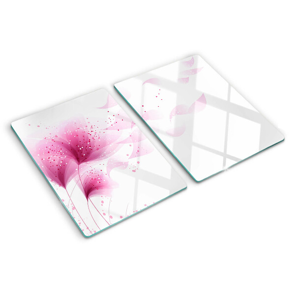 Tagliere in vetro temperato con motivo di fiori nei toni del rosa