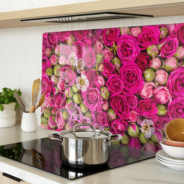 Tagliere in vetro temperato Fiori rosa in un bouquet