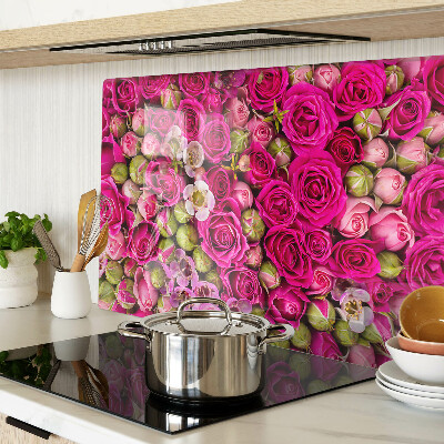Tagliere in vetro temperato con motivo di fiori rosa a forma di bouquet