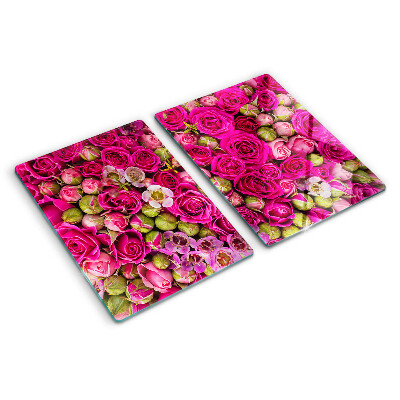 Tagliere in vetro temperato Fiori rosa in un bouquet