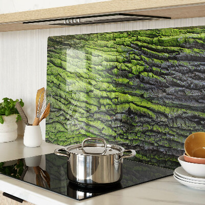 Tagliere in vetro temperato con motivo corteccia d'albero verde