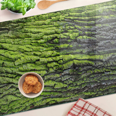 Tagliere in vetro temperato con motivo corteccia d'albero verde