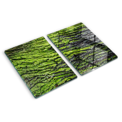 Tagliere in vetro temperato con motivo corteccia d'albero verde