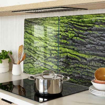 Tagliere in vetro temperato con motivo corteccia d'albero verde