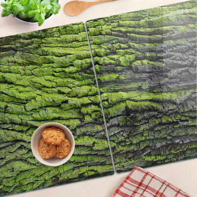 Tagliere in vetro temperato con motivo corteccia d'albero verde