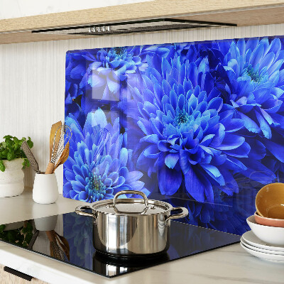 Tagliere in vetro con motivo di fiori di crisantemo blu