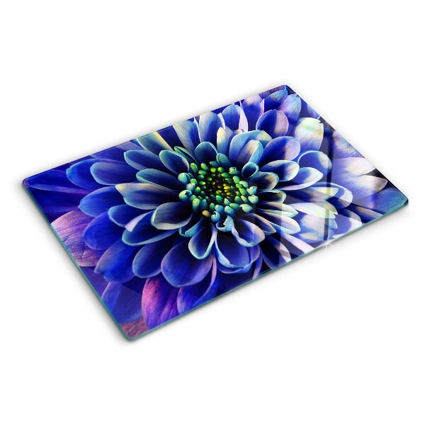 Tagliere in vetro temperato Fiore di dalia blu