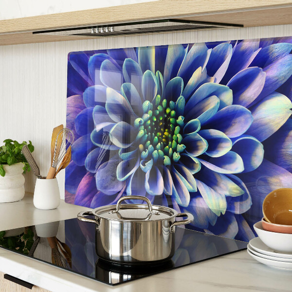 Tagliere in vetro temperato Fiore di dalia blu
