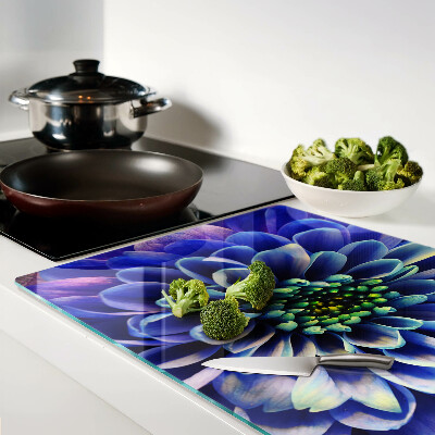 Tagliere in vetro temperato con stampa Fiore di dalia blu
