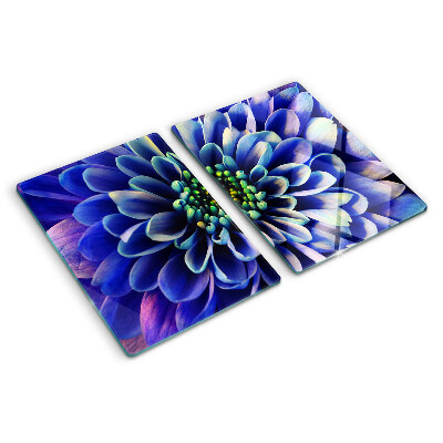 Tagliere in vetro temperato con stampa Fiore di dalia blu