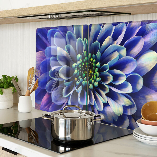 Tagliere in vetro temperato Fiore di dalia blu