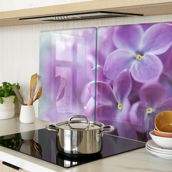 Tagliere in vetro temperato con motivo floreale nei toni del viola