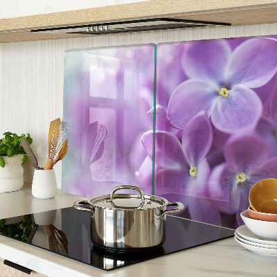 Tagliere in vetro temperato con motivo floreale nei toni del viola