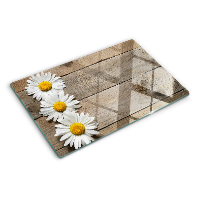 Tagliere in vetro Fiori su sfondo di legno