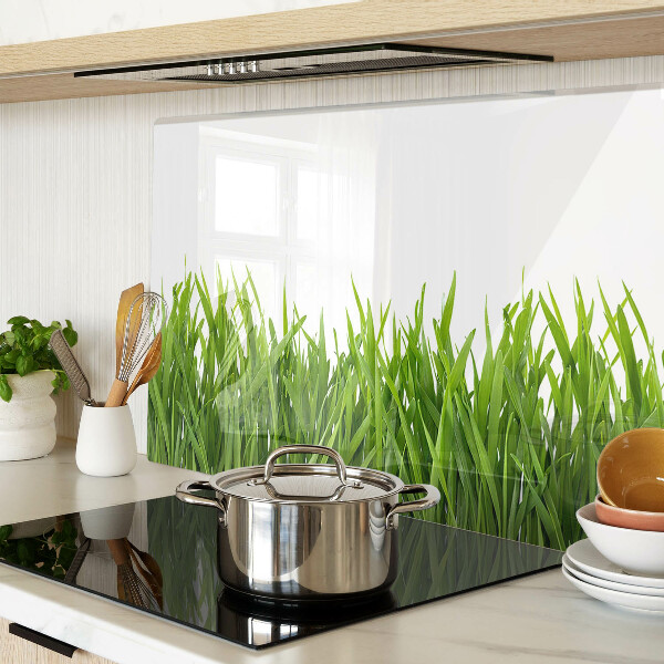 Tagliere in vetro con motivo a erba verde