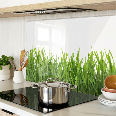 Tagliere in vetro con motivo a erba verde