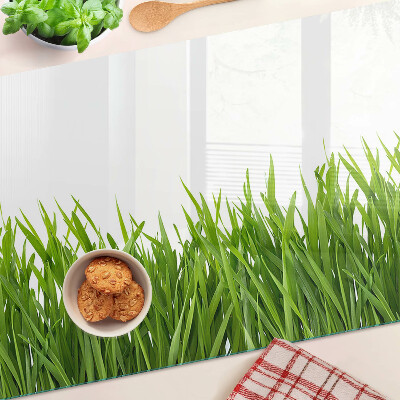 Tagliere in vetro con motivo a erba verde