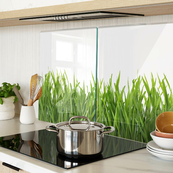 Tagliere in vetro con motivo a erba verde