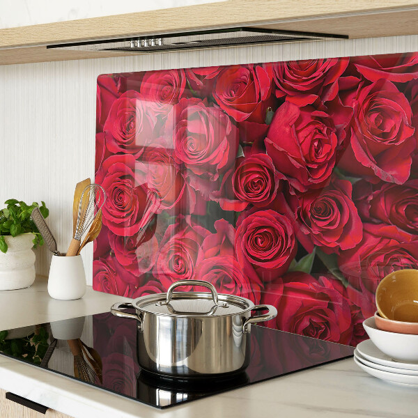 Tagliere in vetro con decorazione di rose rosse