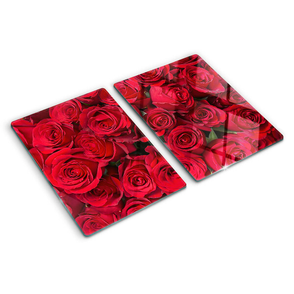 Tagliere in vetro con decorazione di rose rosse