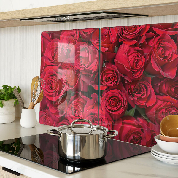 Tagliere in vetro con decorazione di rose rosse