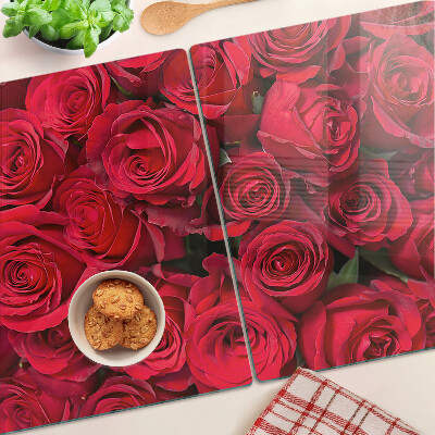 Tagliere in vetro con decorazione di rose rosse