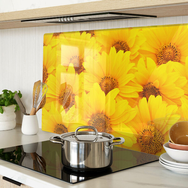 Tagliere in vetro temperato Girasoli su sfondo giallo