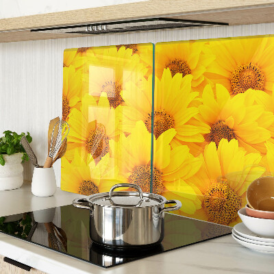 Tagliere in vetro temperato Girasoli su sfondo giallo