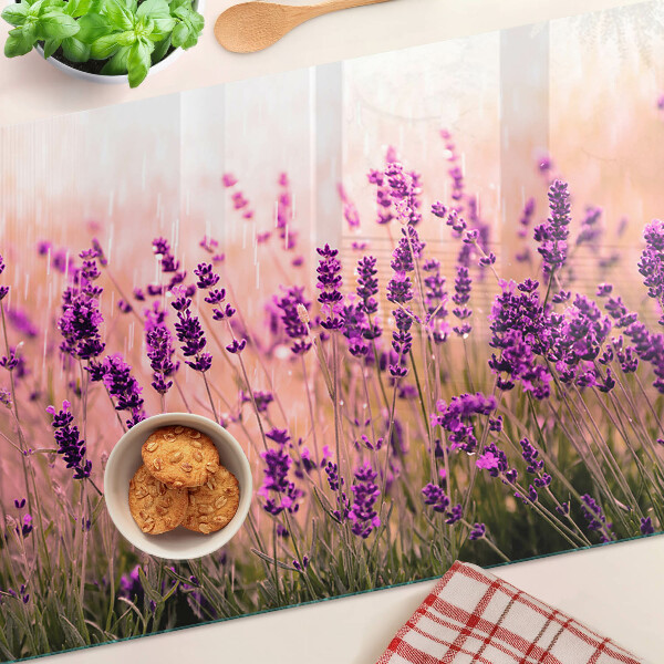 Tagliere in vetro temperato Campo di lavanda nei raggi del sole