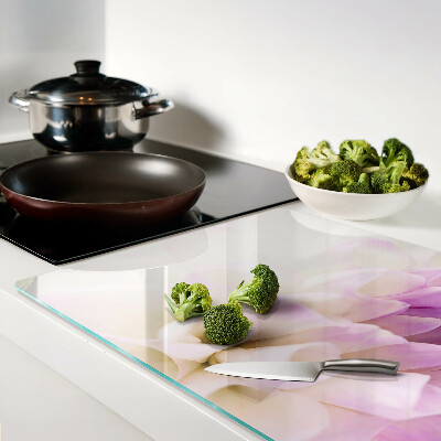 Tagliere in vetro con decorazione floreale nei toni del viola