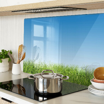 Tagliere in vetro temperato con motivo «Prato verde sotto il cielo azzurro»