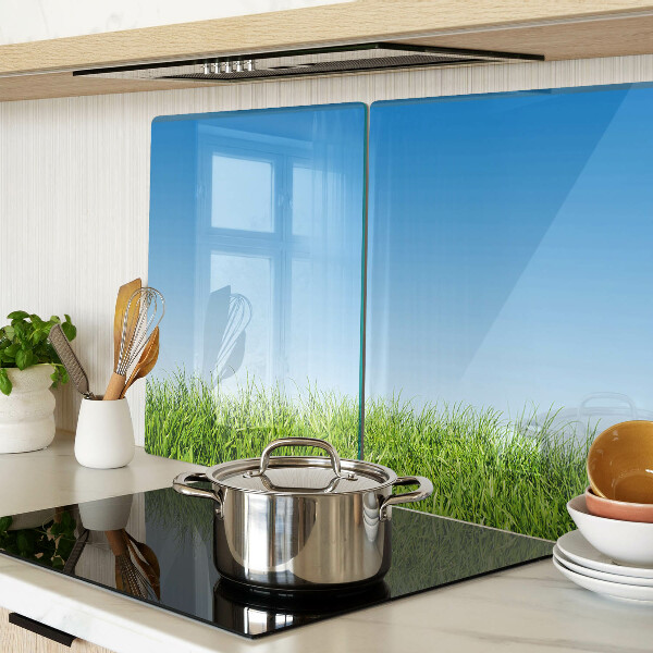 Tagliere in vetro temperato con motivo «Prato verde sotto il cielo azzurro»