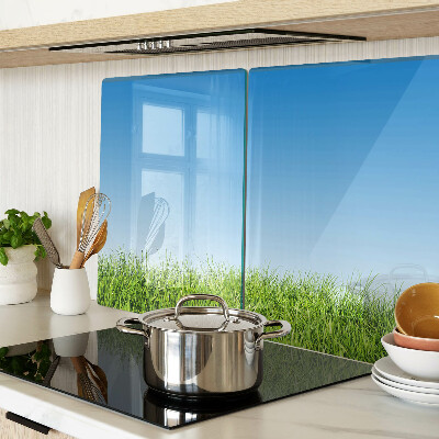 Tagliere in vetro temperato con motivo «Prato verde sotto il cielo azzurro»