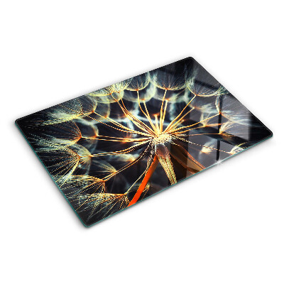 Tagliere in vetro con stampa macrofotografica di denti di leone