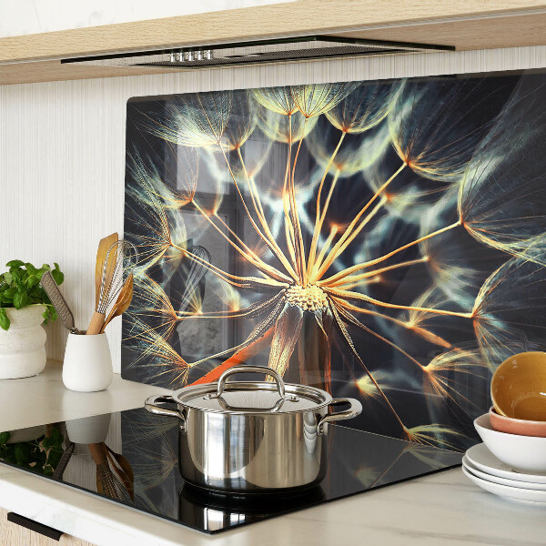 Tagliere in vetro con stampa macrofotografica di denti di leone