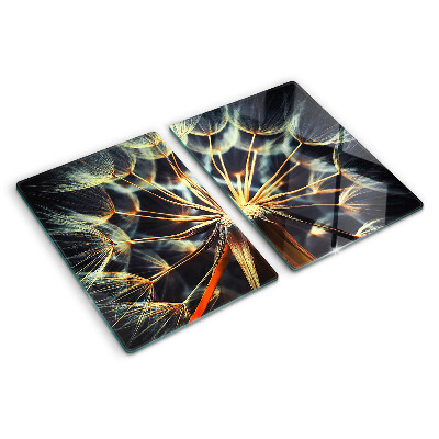 Tagliere in vetro con stampa macrofotografica di denti di leone