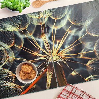 Tagliere in vetro con stampa macrofotografica di denti di leone