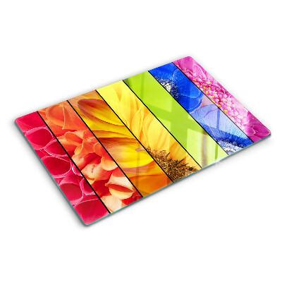 Tagliere in vetro temperato con motivi floreali dai colori intensi