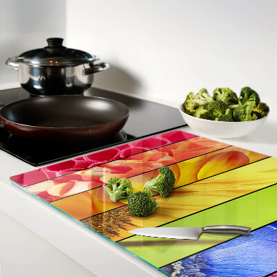 Tagliere in vetro temperato con motivi floreali dai colori intensi