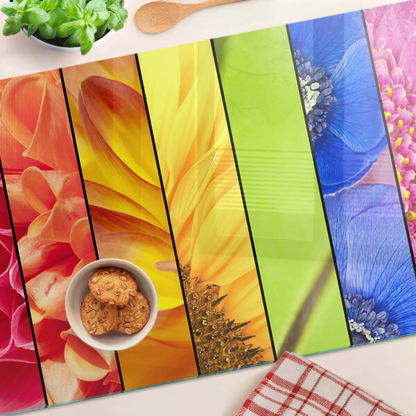 Tagliere in vetro temperato con motivi floreali dai colori intensi