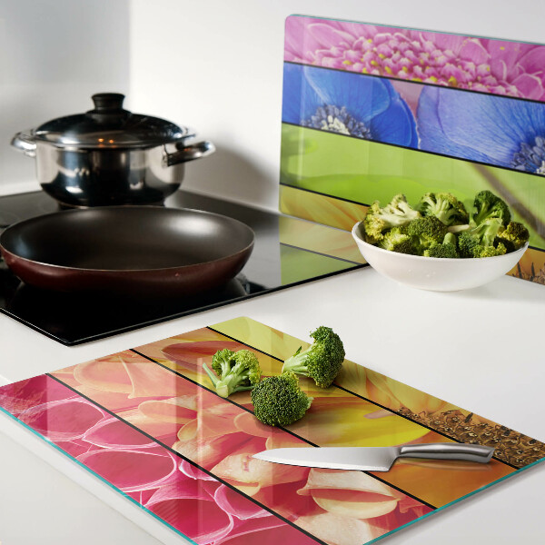 Tagliere in vetro temperato con motivi floreali dai colori intensi