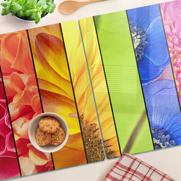 Tagliere in vetro temperato con motivi floreali dai colori intensi