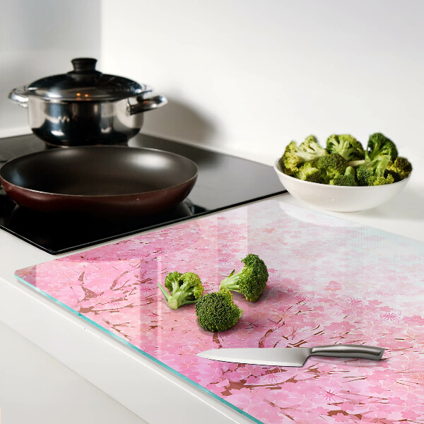 Tagliere in vetro temperato con motivo floreale sakura