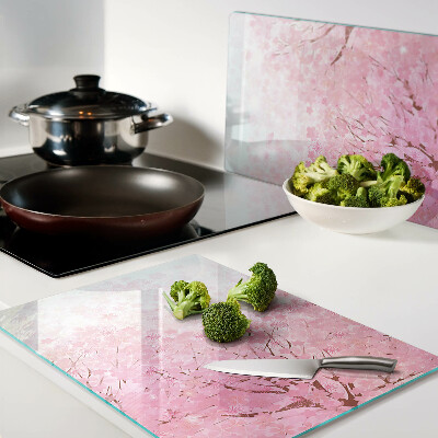 Tagliere in vetro temperato con motivo floreale sakura