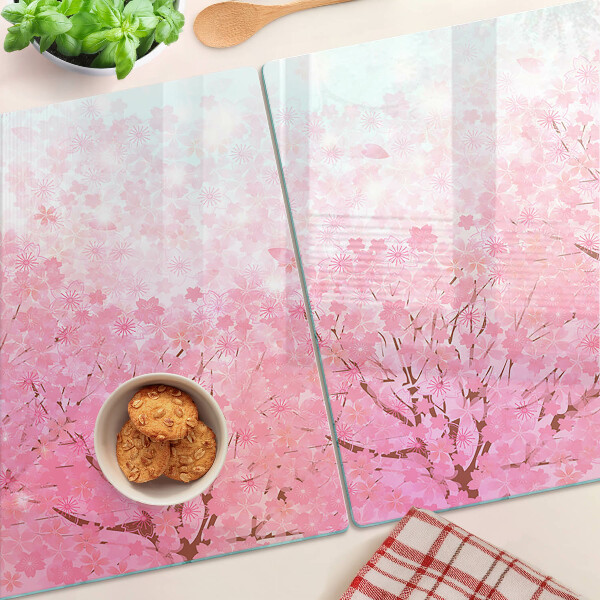 Tagliere in vetro temperato con motivo floreale sakura