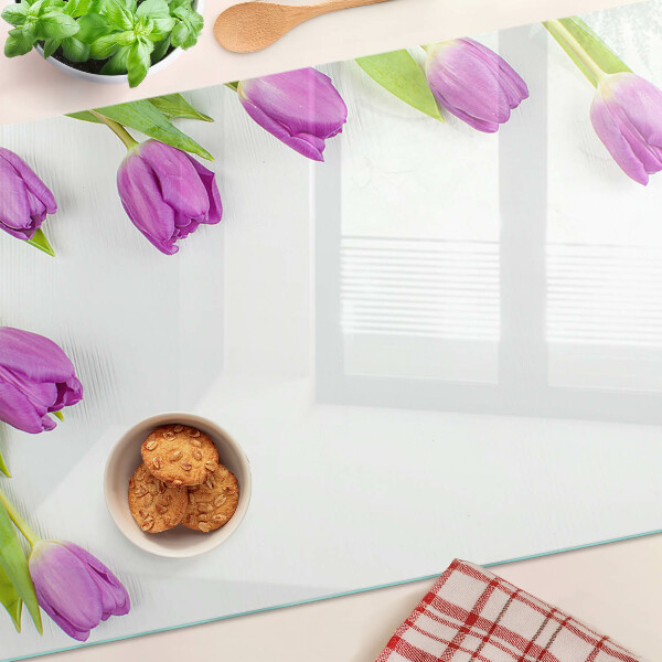 Tagliere in vetro Tulipani su sfondo bianco